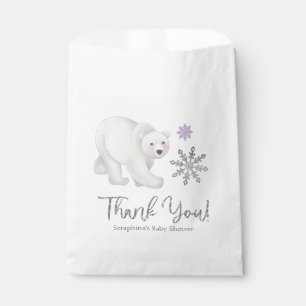 Purple Snowflake Polar Bear Baby Shower Thank You  Favour Bag