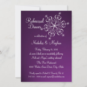 Purple Snowflake Rehearsal Dinner Invitation