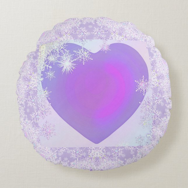 Purple snowflake round cushion (Front)