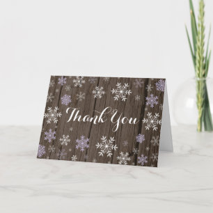 Purple Snowflake Rustic Folded Thank You Card