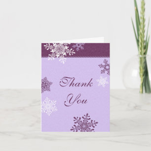 Purple Snowflake Winter Wedding Thank You Card