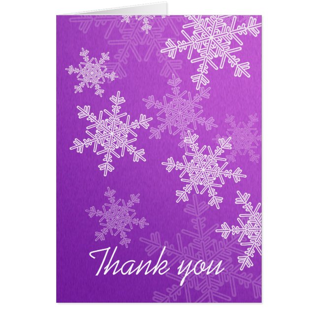 Purple Snowflakes Christmas Thank You Card (Front)