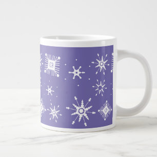 Purple Snowflakes Geometrical Winter Holiday  Large Coffee Mug