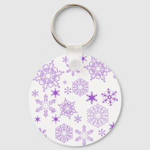 purple snowflakes key ring