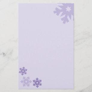 Purple Snowflakes on Pink Background Stationery
