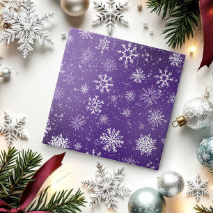 Purple Snowflakes Pattern Magical Winter Holiday Ceramic Tile