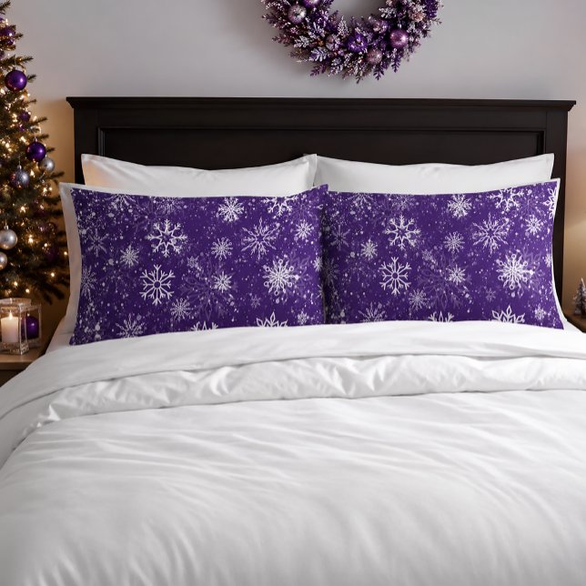 Purple Snowflakes Pattern Magical Winter Holiday Pillowcase (Creator Uploaded)