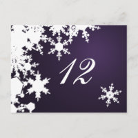 purple snowflakes winter wedding table seating