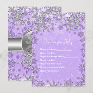 Purple Snowflakes Wishes for Baby Shower Card