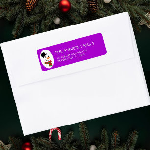 Purple Snowman Christmas Adress Return Address Label