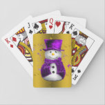 Purple Snowman on Gold Christmas Playing Cards<br><div class="desc">A cute and colourful golden Christmas design featuring cute snowmen on gold,  dressed in purple velvet top hats and vests,  surrounded by gold stars to give your Christmas gift giving or Christmas home decor a whimsical and stylish touch this holiday season.</div>