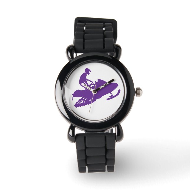 Purple Snowmibiler Snowmobile Watch (Front)