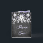 Purple Snowy Chalkboard Wedding Thank You Card<br><div class="desc">This faged and trendy black and white chalkboard LOOK wedding thank you card has players of light purple and white snowflakes on it that matches the winter wedding invitation shown below. If there are any other matching items that you need,  please email your request to niteowlstudio@gmail.com.</div>