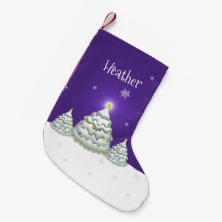 Purple Snowy Christmas Tree Christmas Stocking