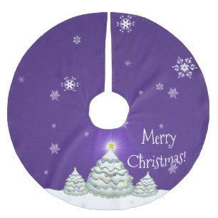 Purple Snowy Christmas Tree Holiday Tree Skirt