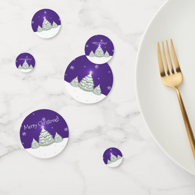 Purple Snowy Christmas Tree Table Confetti (Group)