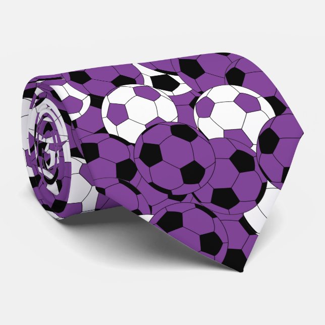 Purple Soccer Ball Collage - Two Sides Tie (Rolled)