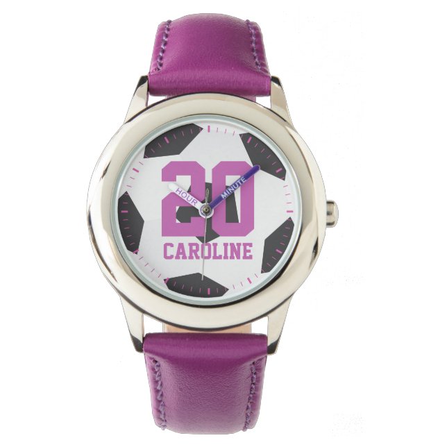 Purple Soccer Ball Girl's Watch (Front)