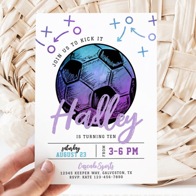 Purple Soccer Birthday Invitation (Creator Uploaded)