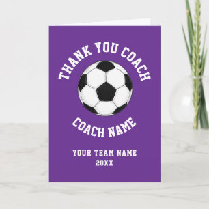 Purple Soccer Coach Team Appreciation Thank You Card