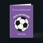 Purple Soccer Sport 12th Birthday Card<br><div class="desc">A purple soccer 12th birthday card for granddaughter, daughter, etc. You will be able to easily personalise the front of this soccer sport birthday card with their name. The inside card message and the back of the card can also be edited. This personalised soccer 12th birthday card would make a...</div>