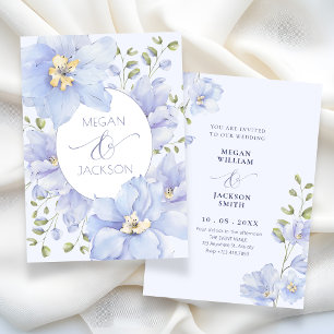 Purple soft flower bloom wedding invitation