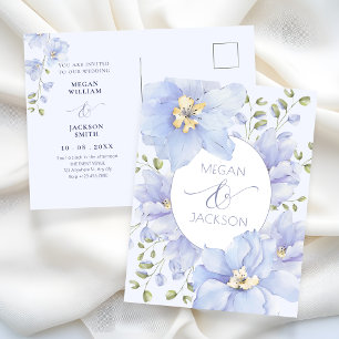 Purple soft flower bloom wedding postcard