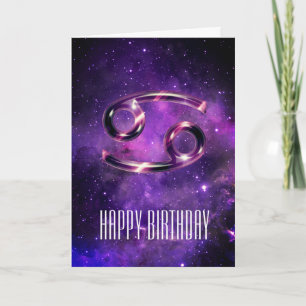 Purple Space Cancer Birthday Card
