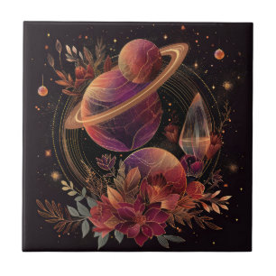Purple Space Fantasy Crystal Ring Planet Ceramic Tile