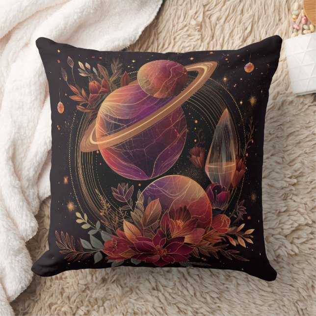 Purple Space Fantasy Crystal Ring Planet Cushion (Blanket)