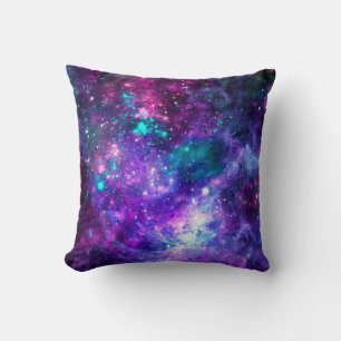 Purple Space Galaxy Cosmic Spacey Teal Pink Sky Cushion