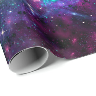 Purple Space Galaxy Cosmic Spacey Teal Pink Sky Wrapping Paper