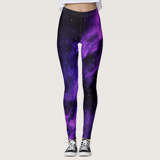 Purple Space Galaxy Leggings (Front)