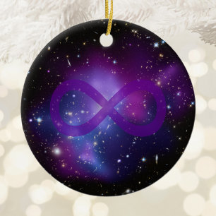 Purple Space Infinity Photo Image Ceramic Tree Decoration