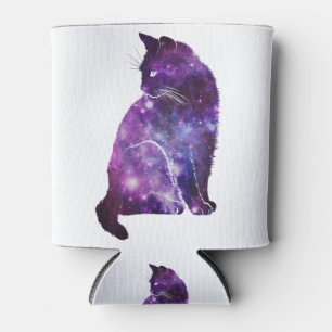 Purple Space Nebula Cat Can Cooler