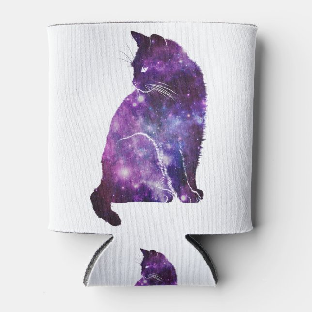 Purple Space Nebula Cat Can Cooler (Front)