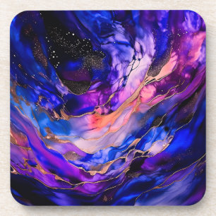 Purple Space Nebula in Alcohol Ink Coaster