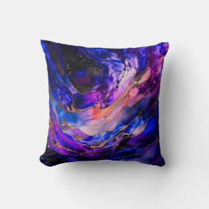 Purple Space Nebula in Alcohol Ink Cushion