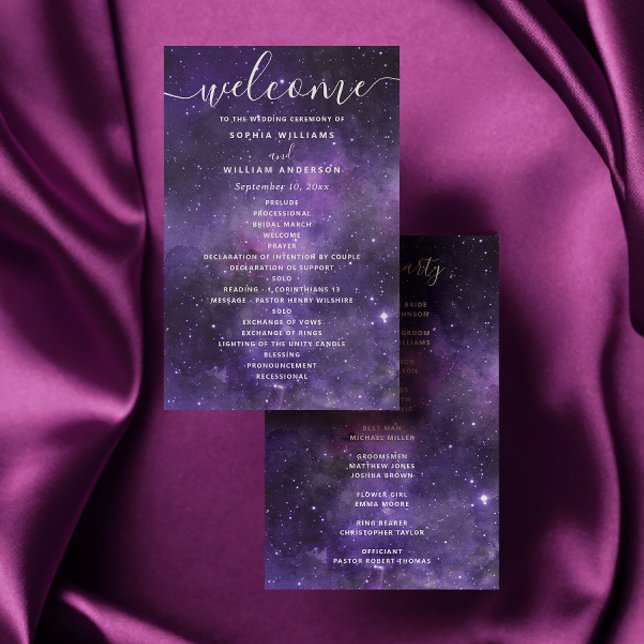 Purple space night stars script wedding program (Creator Uploaded)