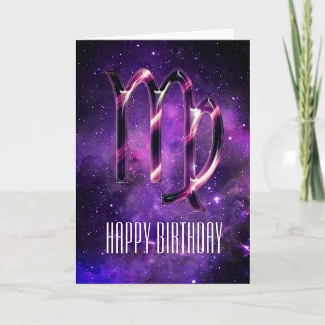 Purple Space Virgo Birthday Card (Front)
