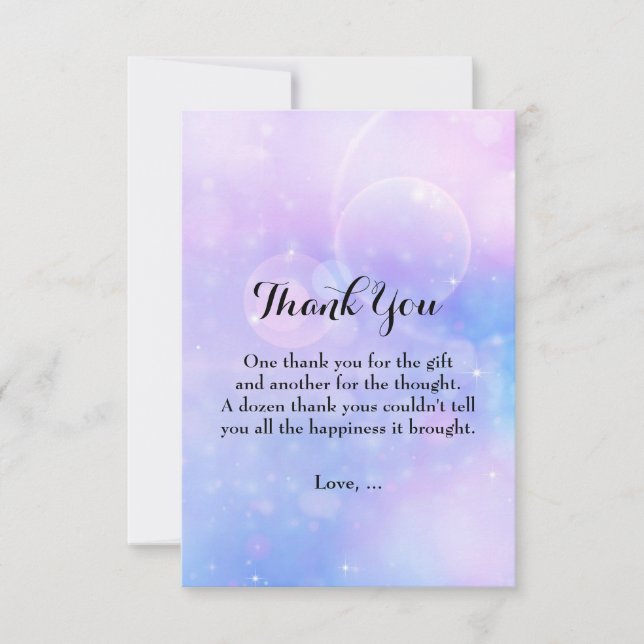 Purple Spacey Lights Birthday Party Thank You Card (Front)