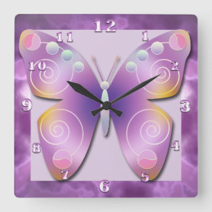 Purple Sparkle Butterfly Clock