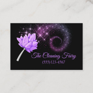 Purple Sparkle Feather Duster Cleaning Services Business Card