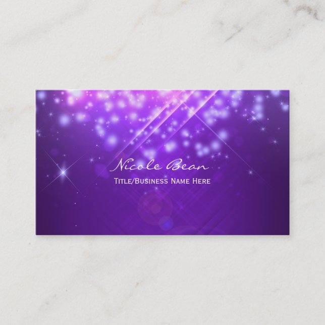 Purple Sparkle Glamour Chic Business Card (Front)