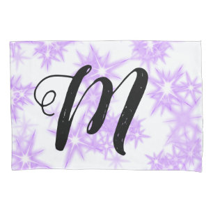 Purple sparkle glitter add your name monogram pock pillowcase