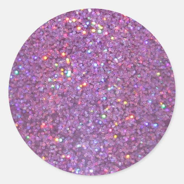 Purple Sparkle Glitter Classic Round Sticker (Front)