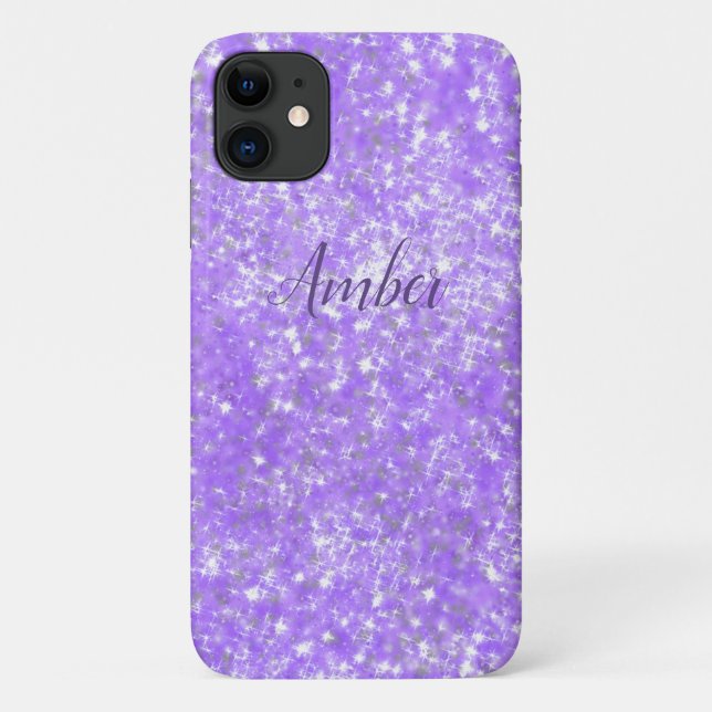 Purple Sparkle Glitter Elegant Personalised Case-Mate iPhone Case (Back)