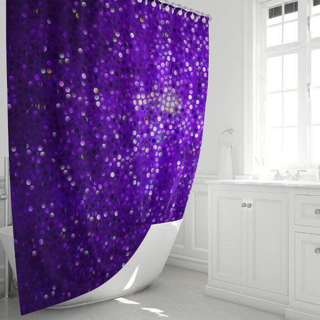 Purple Sparkle Glitter Glam Shower Curtain (Creator Uploaded)