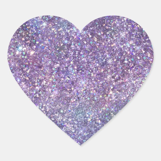 Purple Sparkle Glitter Heart Sticker (Front)