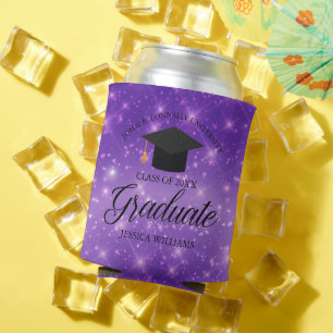 Purple Sparkle Graduate Custom Graduation Party Can Cooler